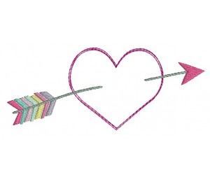 Stickdatei - Herz Pfeil Doodle